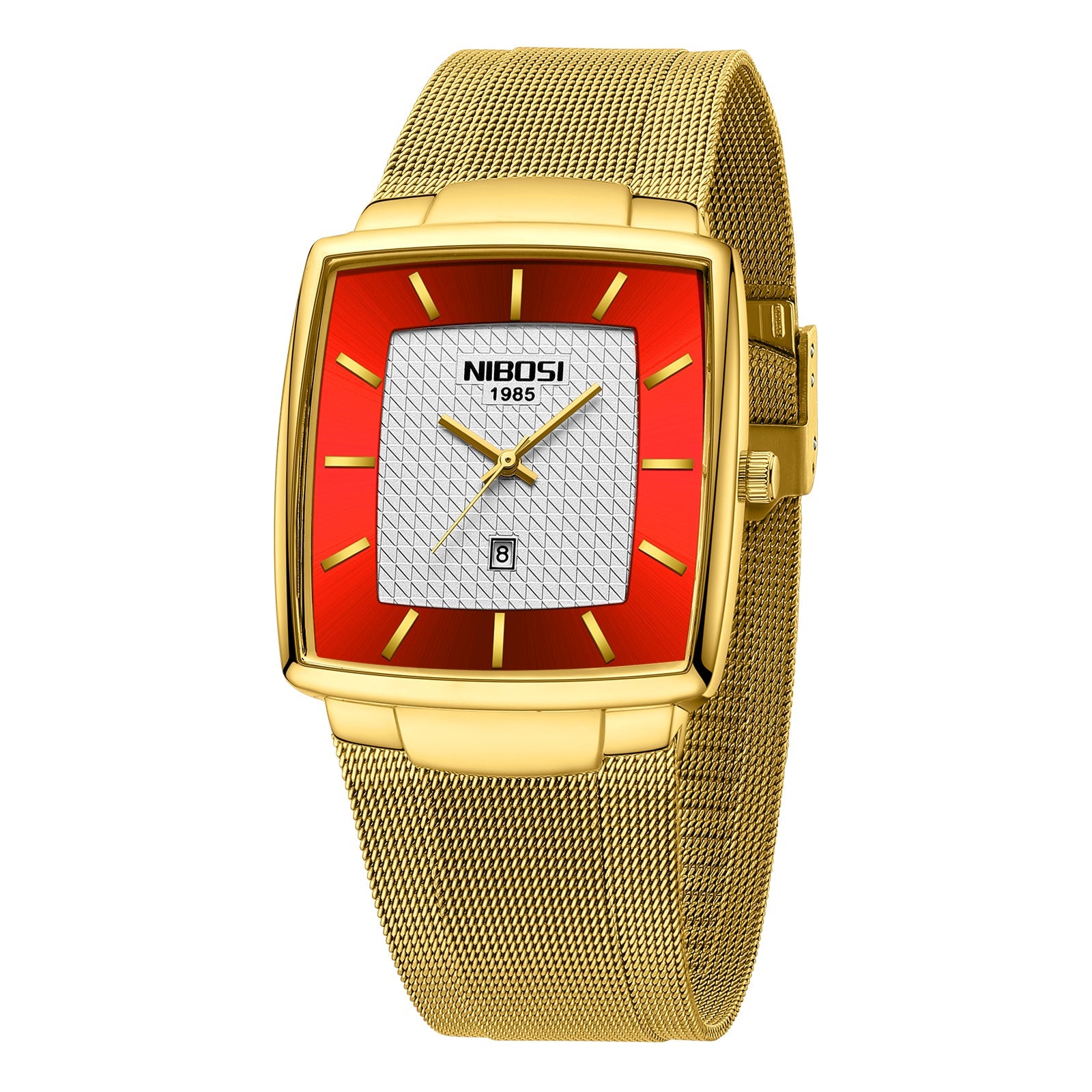 NIBOSI 2613 — Modern Square Mesh Watch