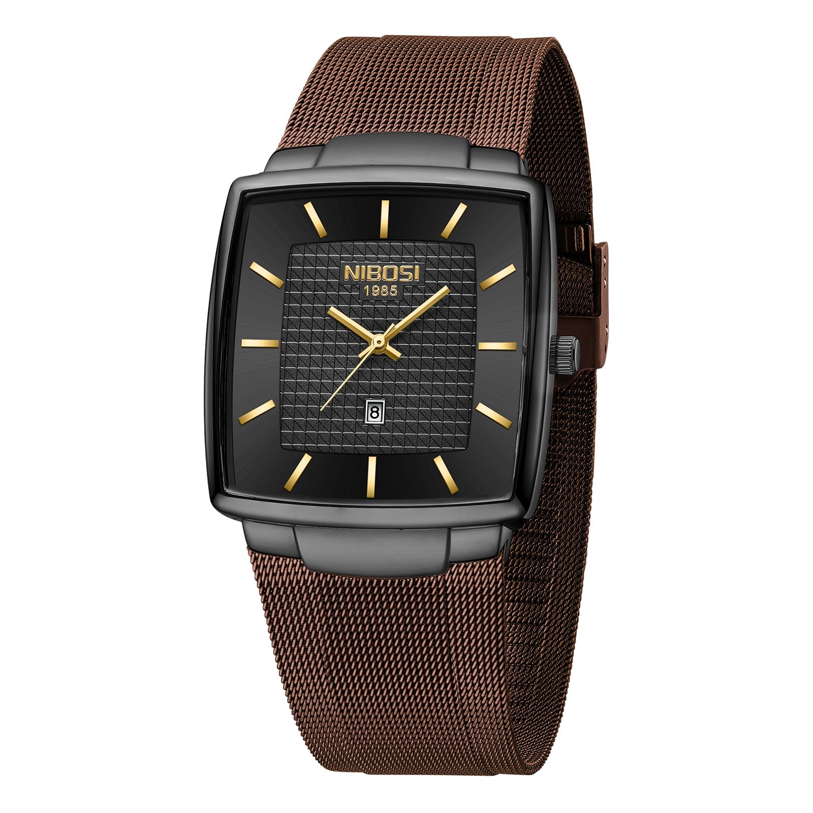 NIBOSI 2613 — Modern Square Mesh Watch