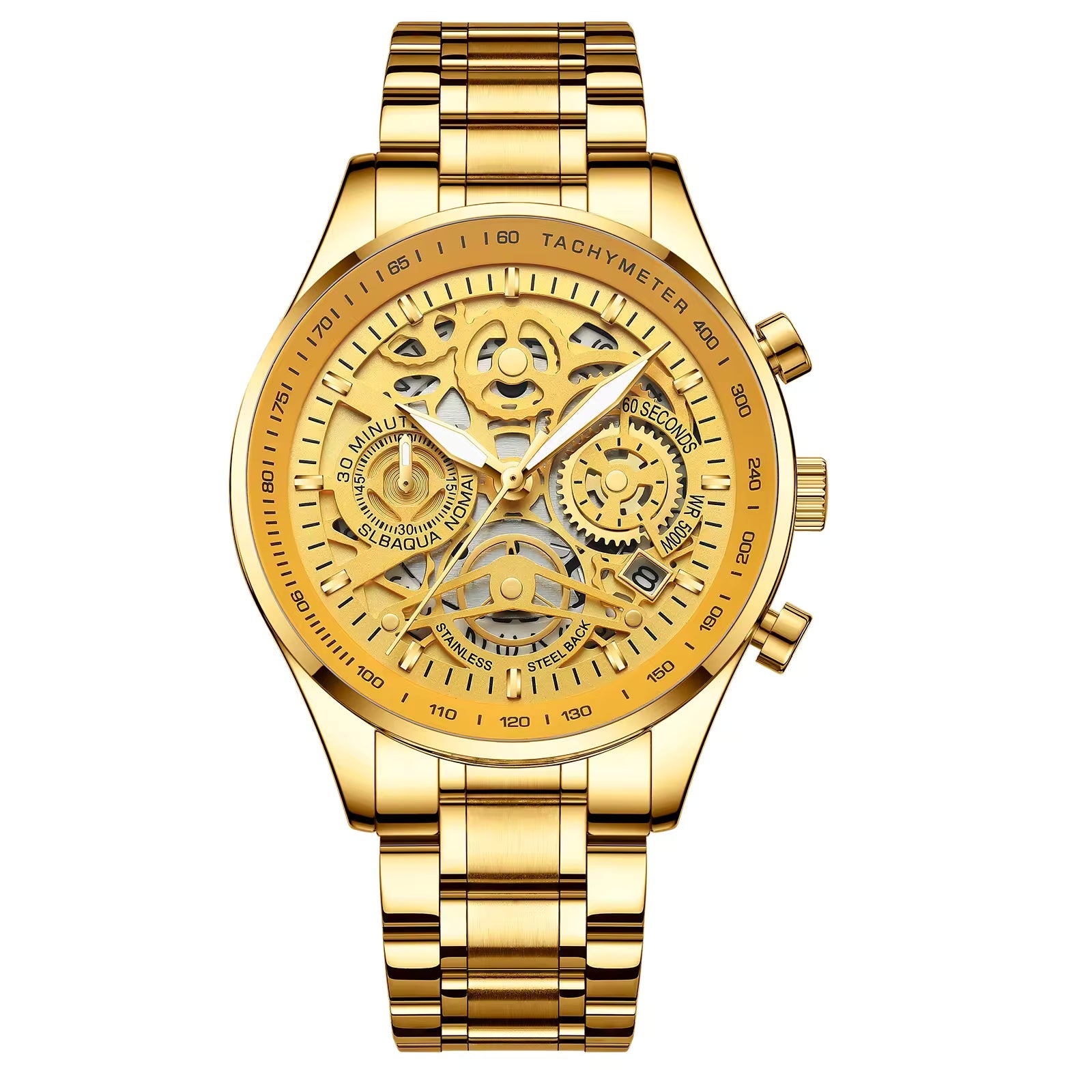 NIBOSI 2385 Golden Skeleton Chronograph