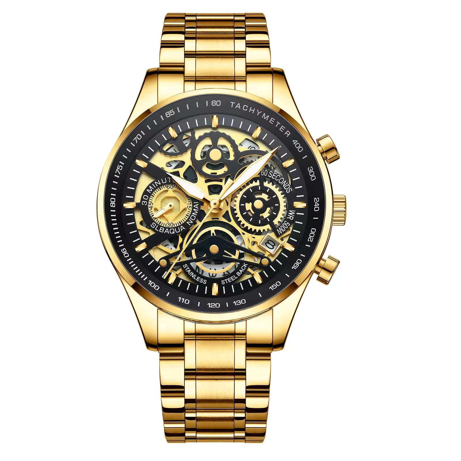 NIBOSI 2385 Golden Skeleton Chronograph