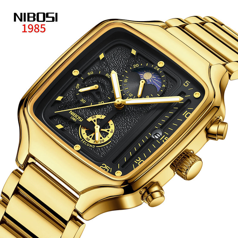 NIBOSI 2573 — Square Chrono Men's Watch
