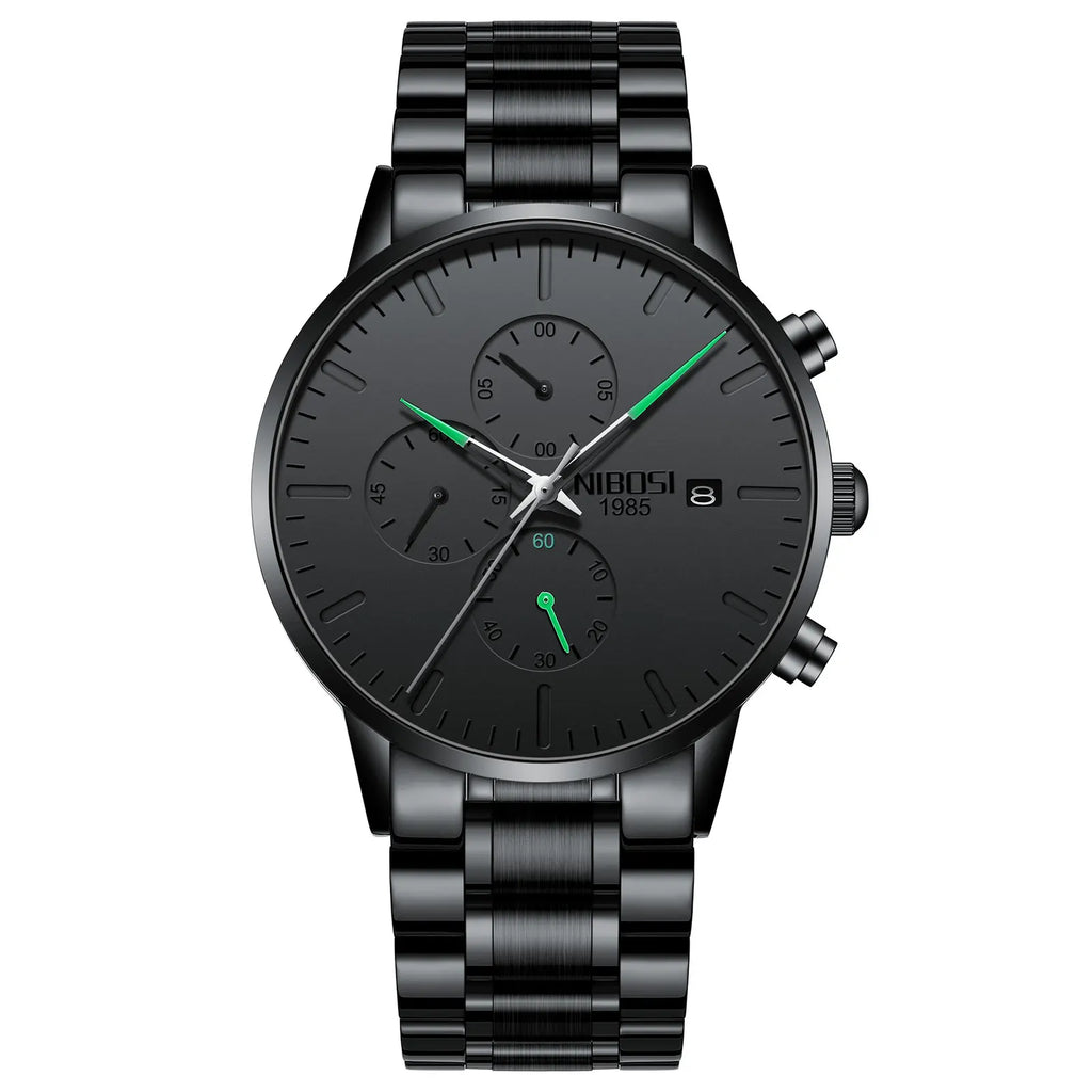 NIBOSI 2588 — All Black Chronograph Quartz Watch
