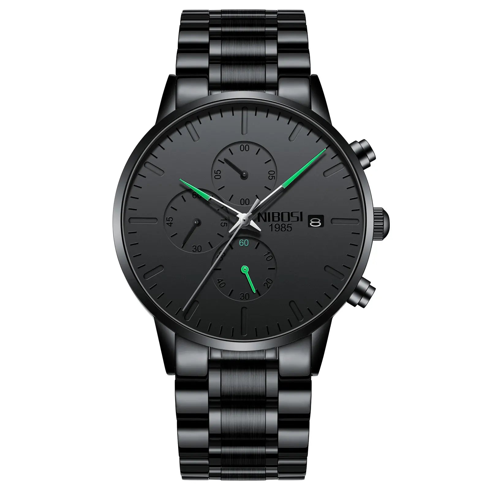 NIBOSI 2588 — All Black Chronograph Quartz Watch