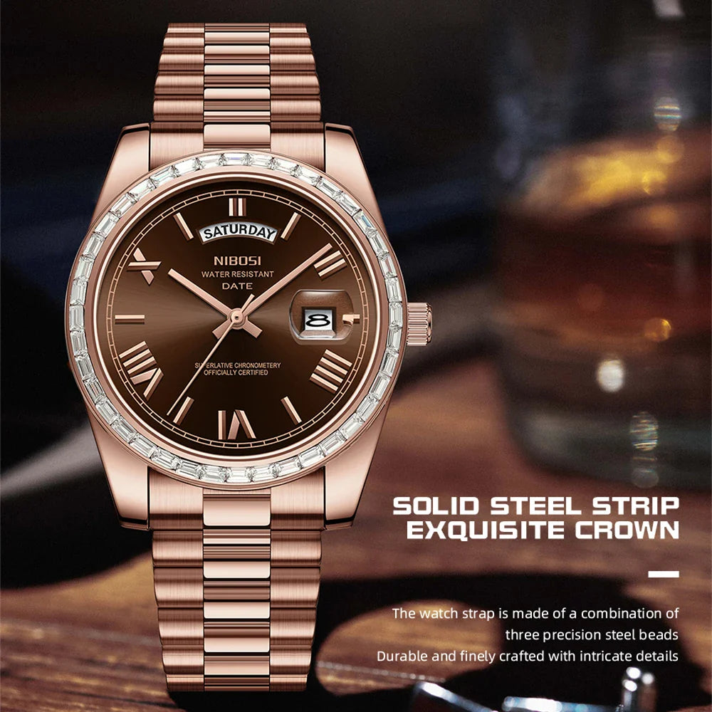 NIBOSI 2708 Presidential Day-Date Watch