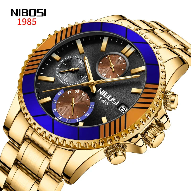 NIBOSI 2353 Spectrum Gold Chronograph