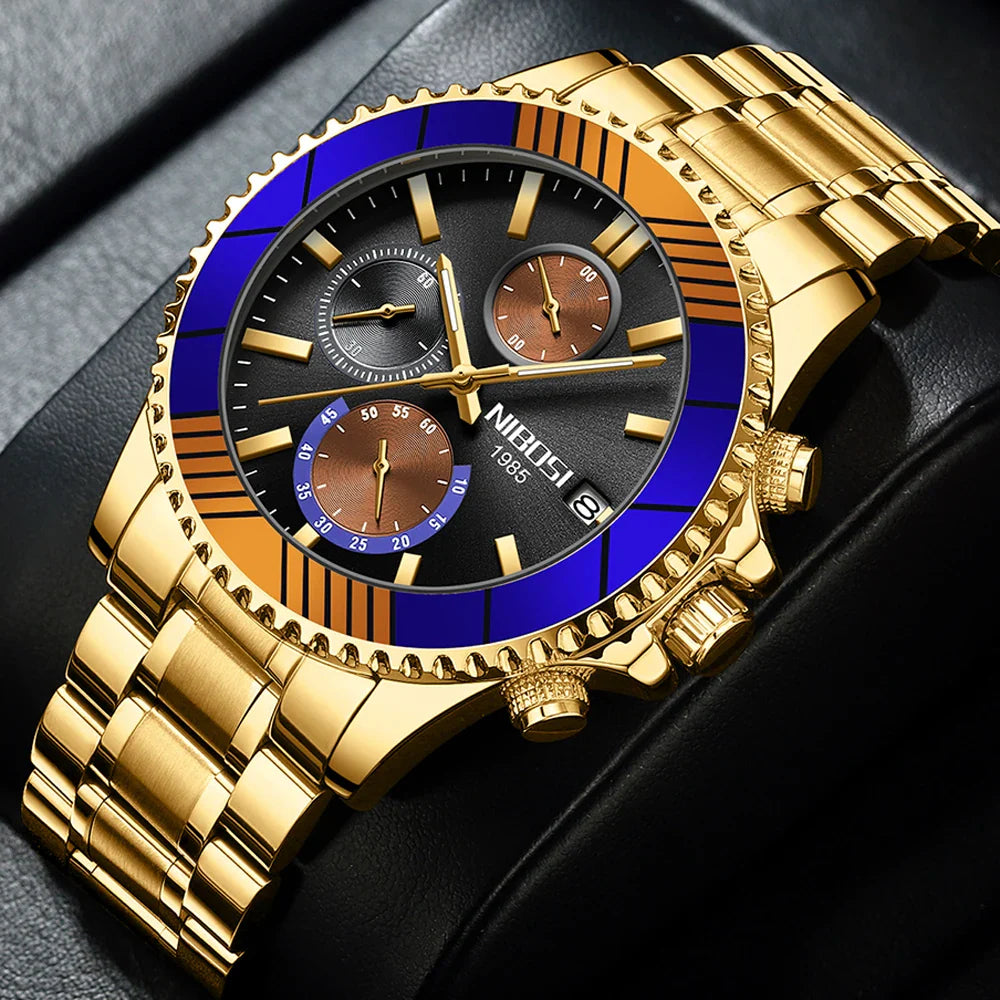 NIBOSI 2353 Spectrum Gold Chronograph