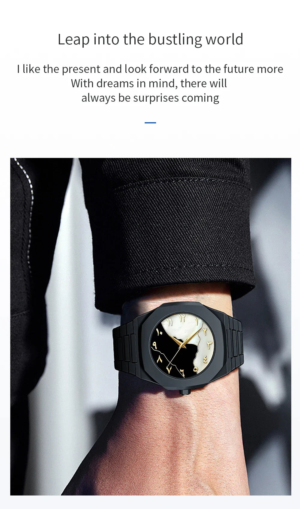 NIBOSI 2707 — Abstract Dial Black Watch