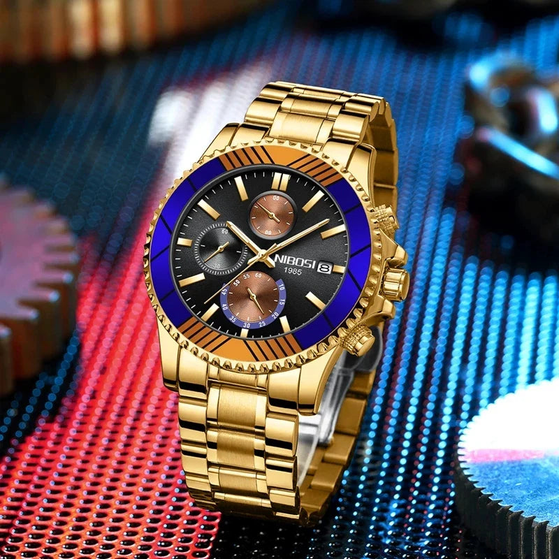 NIBOSI 2353 Spectrum Gold Chronograph