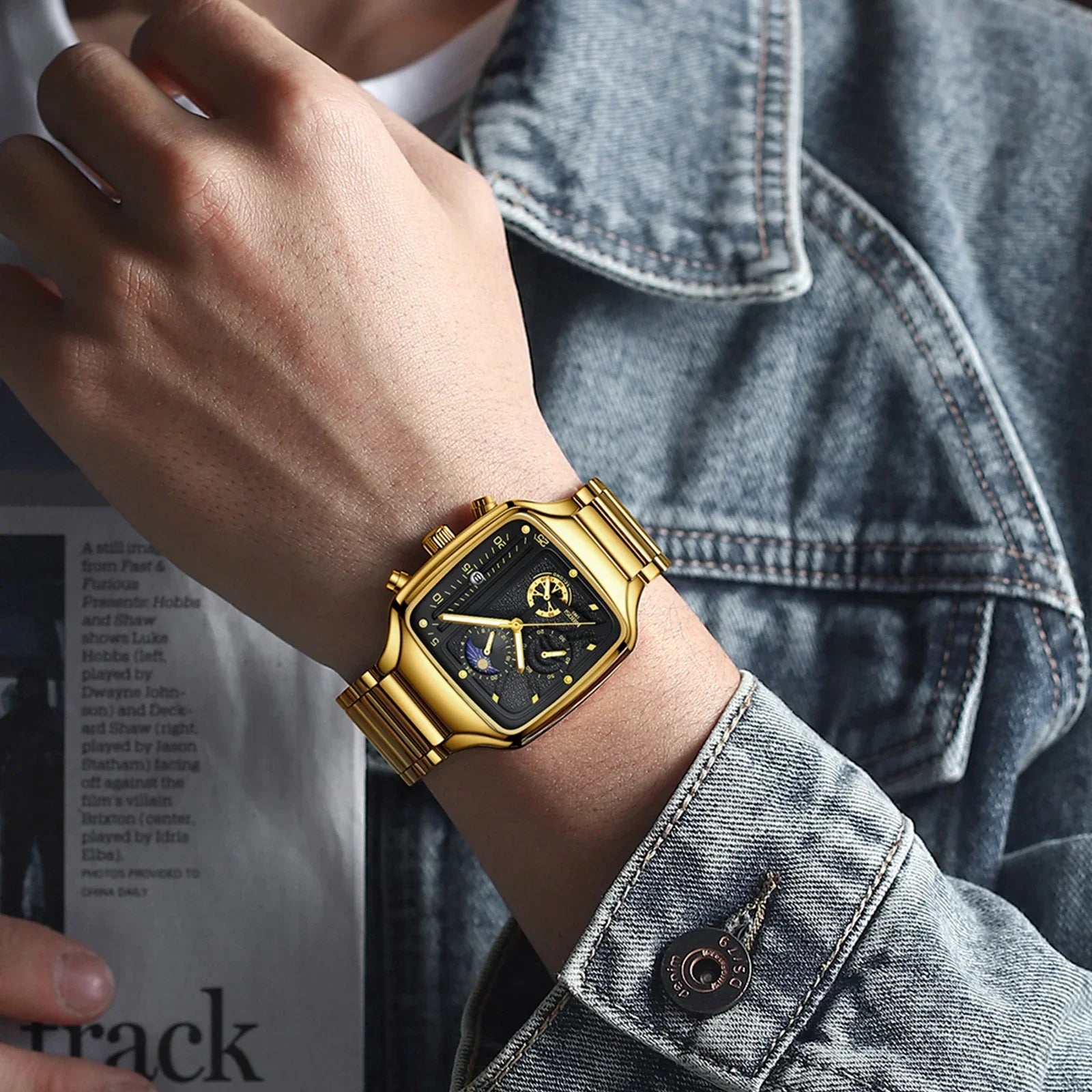 NIBOSI 2573 — Square Chrono Men's Watch