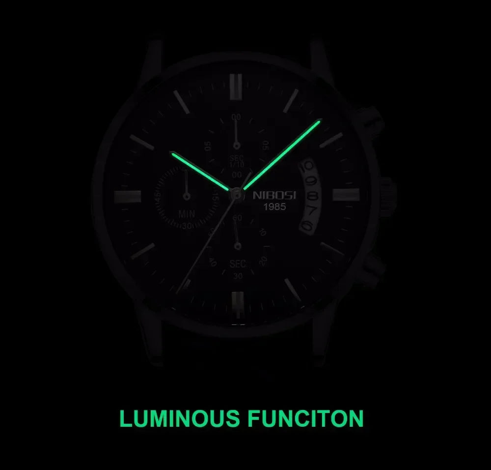NIBOSI 2309 — Luxury Quartz Chronograph Waterproof Watch