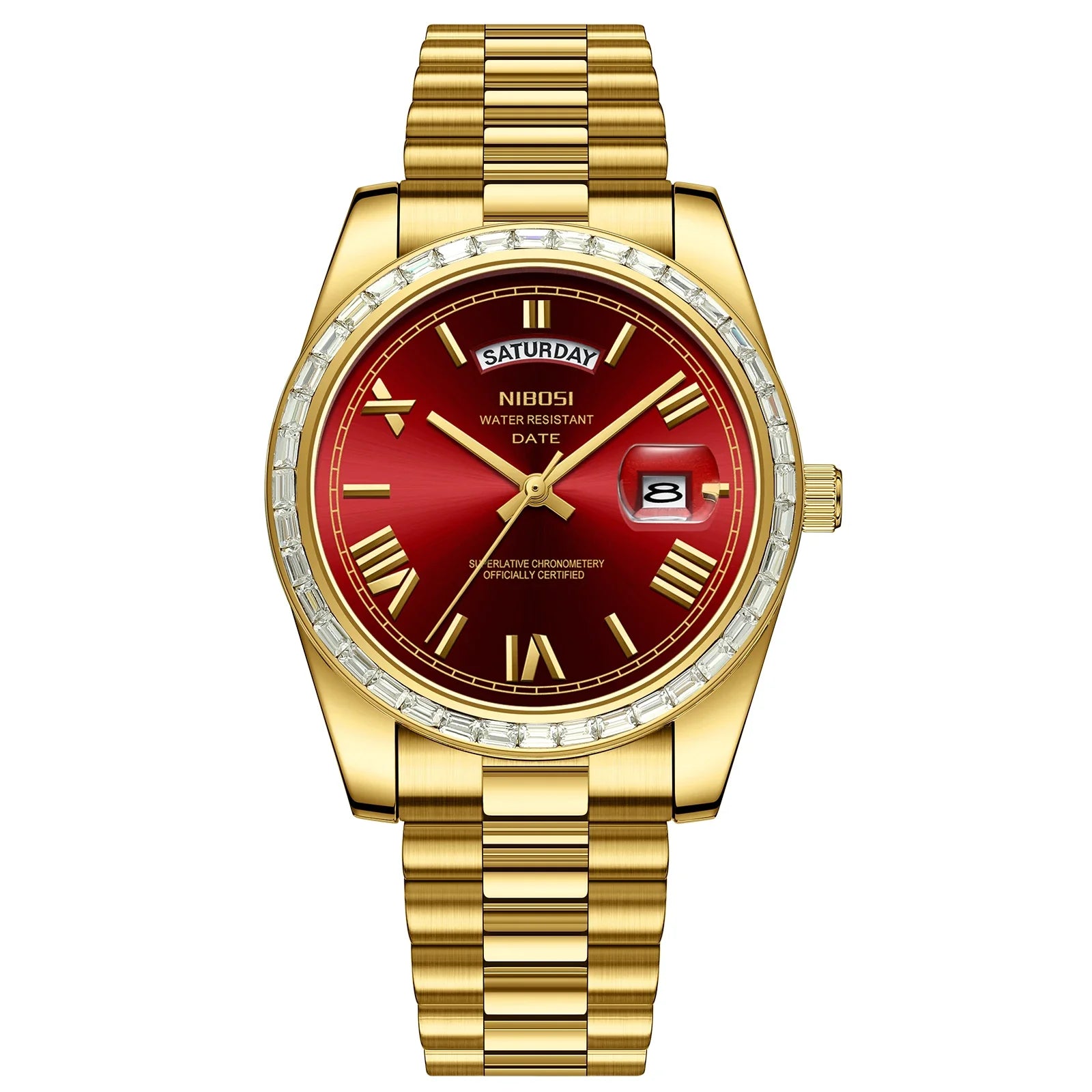 NIBOSI 2708 Presidential Day-Date Watch
