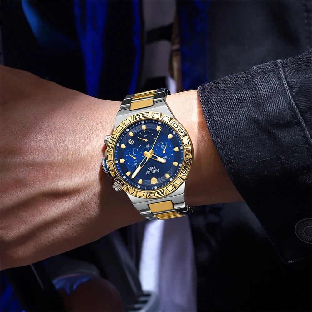 NIBOSI 2661 Golden Vanguard Chronograph