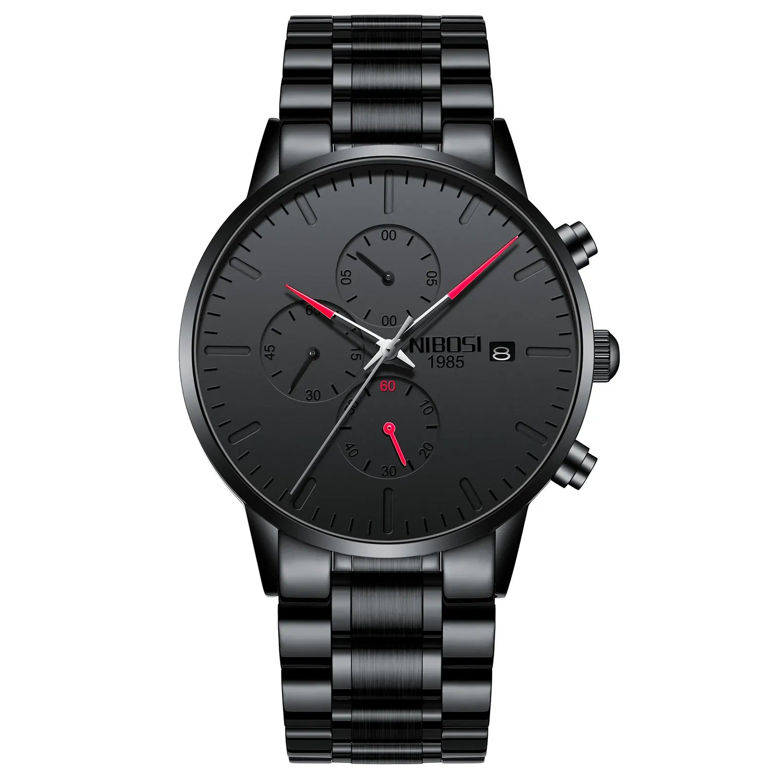NIBOSI 2588 — All Black Chronograph Quartz Watch