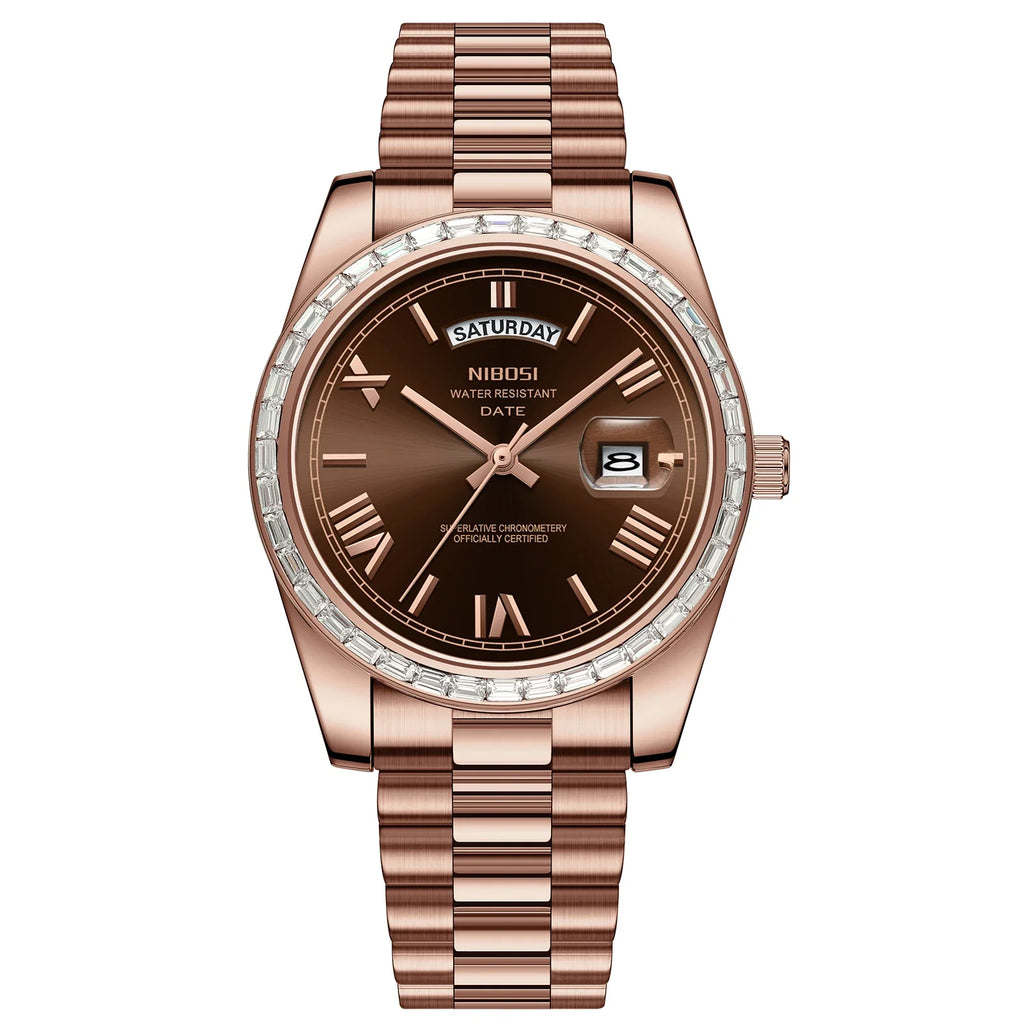 NIBOSI 2708 Presidential Day-Date Watch