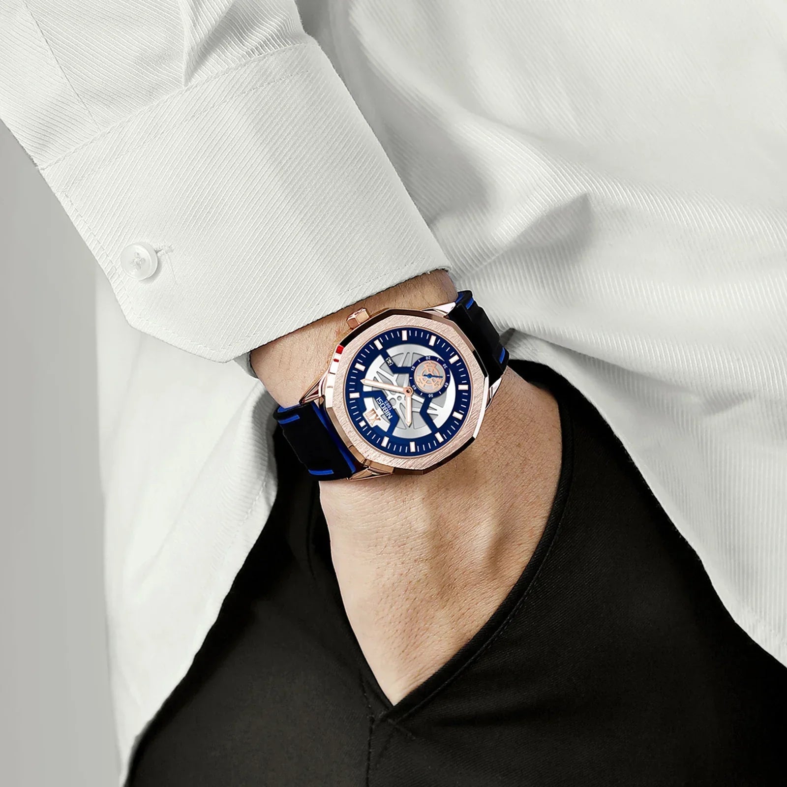 NIBOSI 2518 — Steel Mesh Sport 43MM Watch