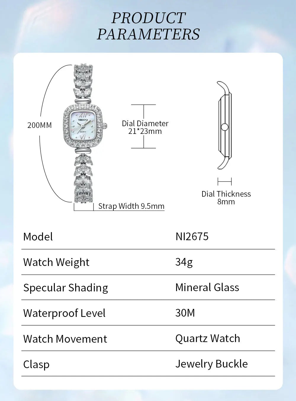 NIBOSI 2675 — Dreamy Fish Tail Watch