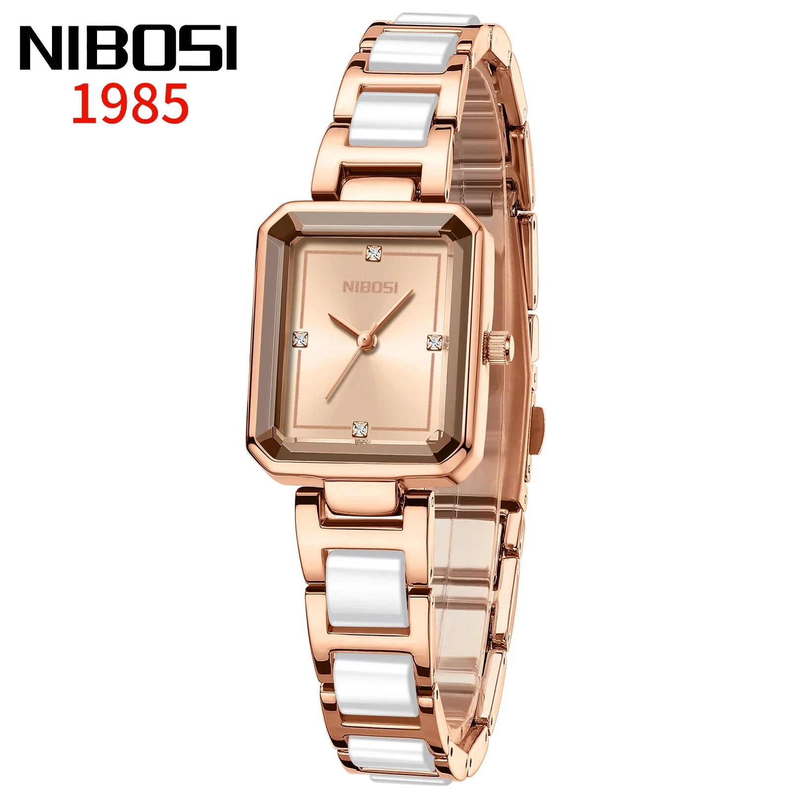 NIBOSI 2668 — Simple Ceramic Square Watch