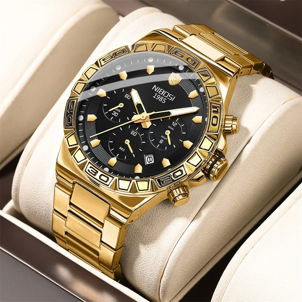NIBOSI 2661 Golden Vanguard Chronograph
