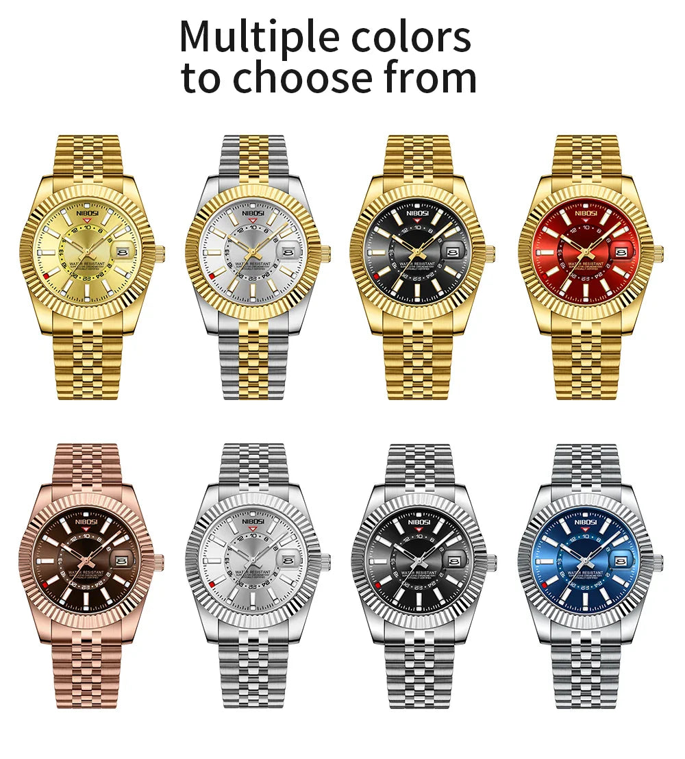 NIBOSI 2638 — Classic Fluted Men's Watch