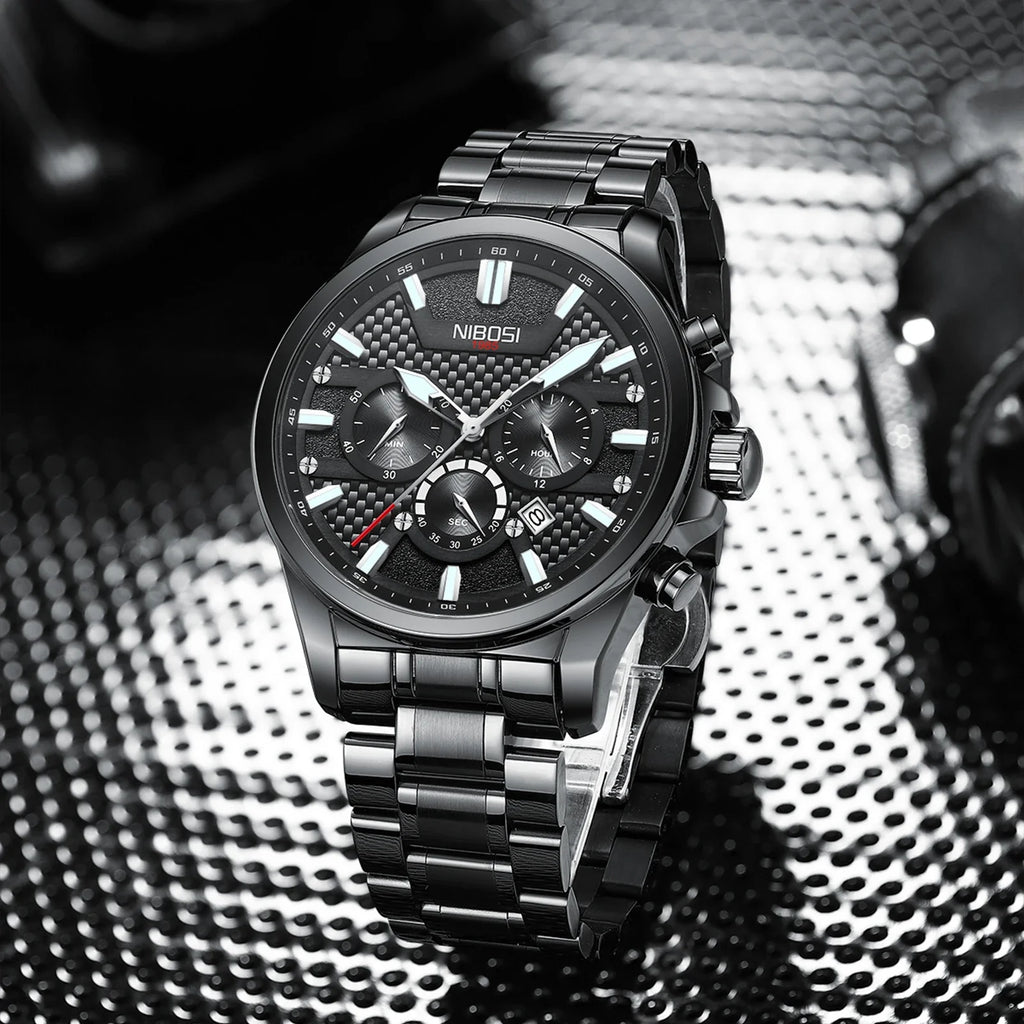 NIBOSI 2512 — Men's Stainless Steel Chronograph Watch