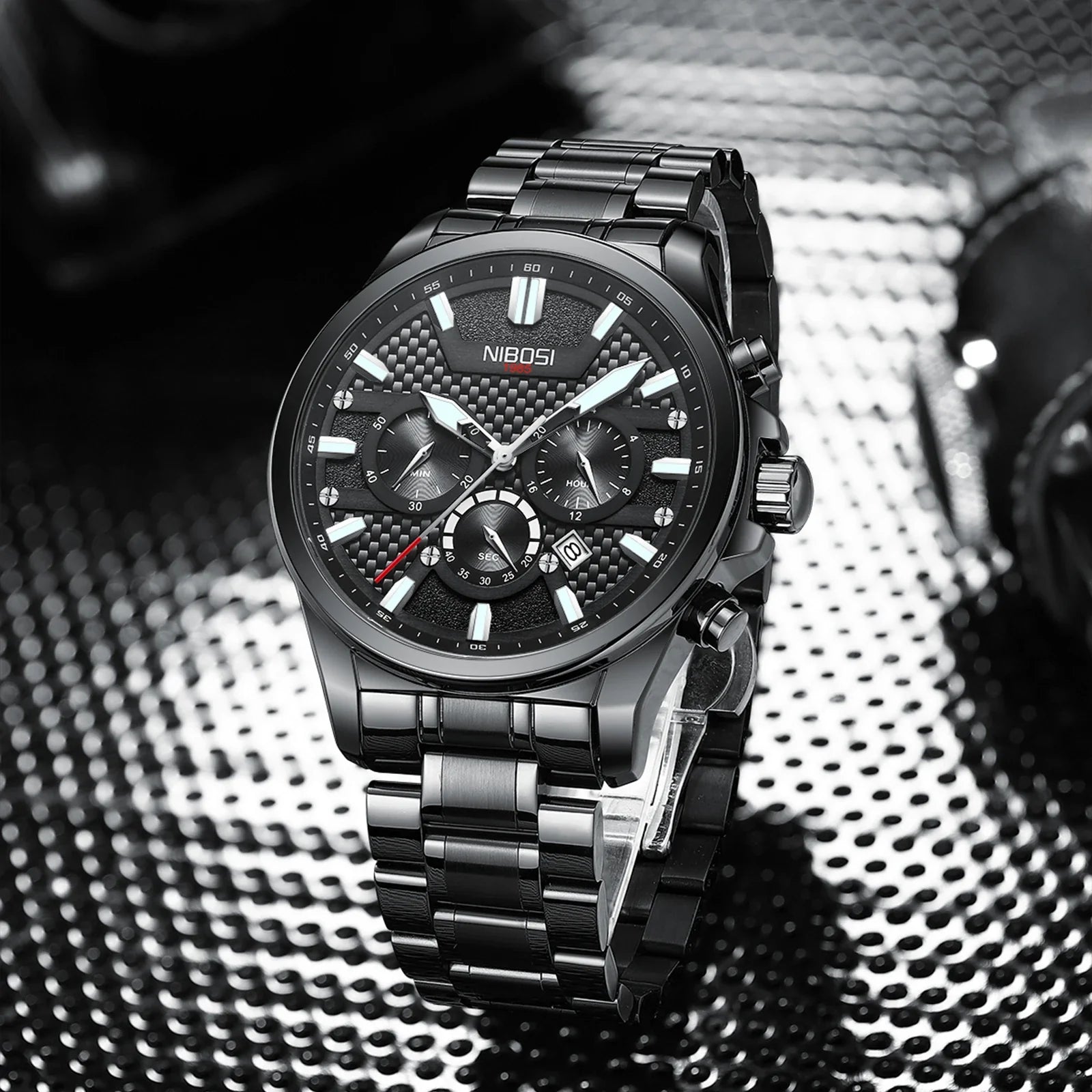 NIBOSI 2512 — Men's Stainless Steel Chronograph Watch