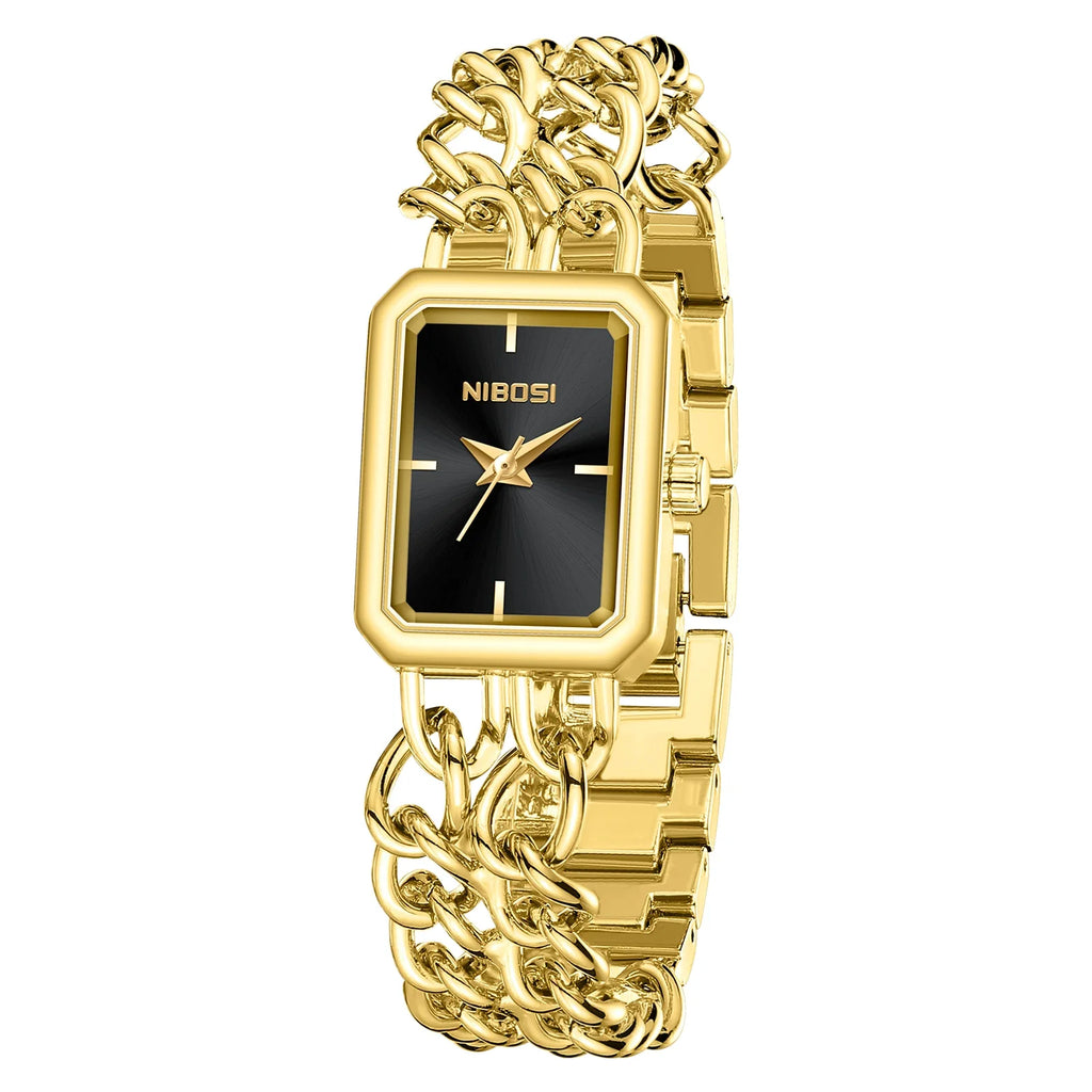 NIBOSI 2666 — Golden Chain Square Watch