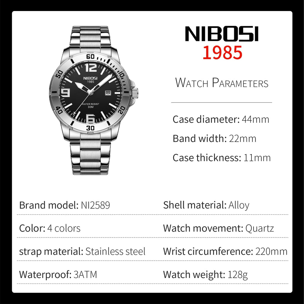 NIBOSI 2589 — Imperial Steel Watch