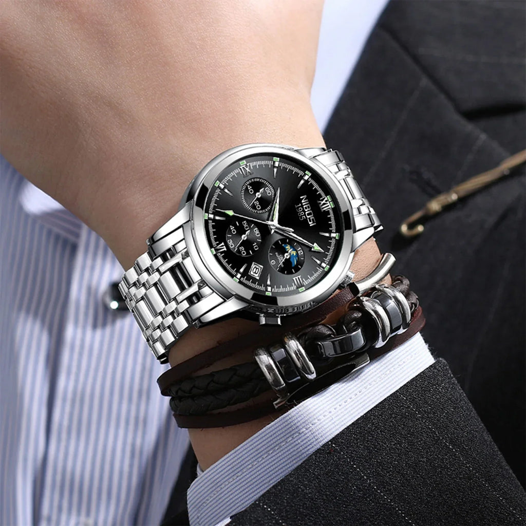 NIBOSI 2516 — Titan Edge Calendar Watch