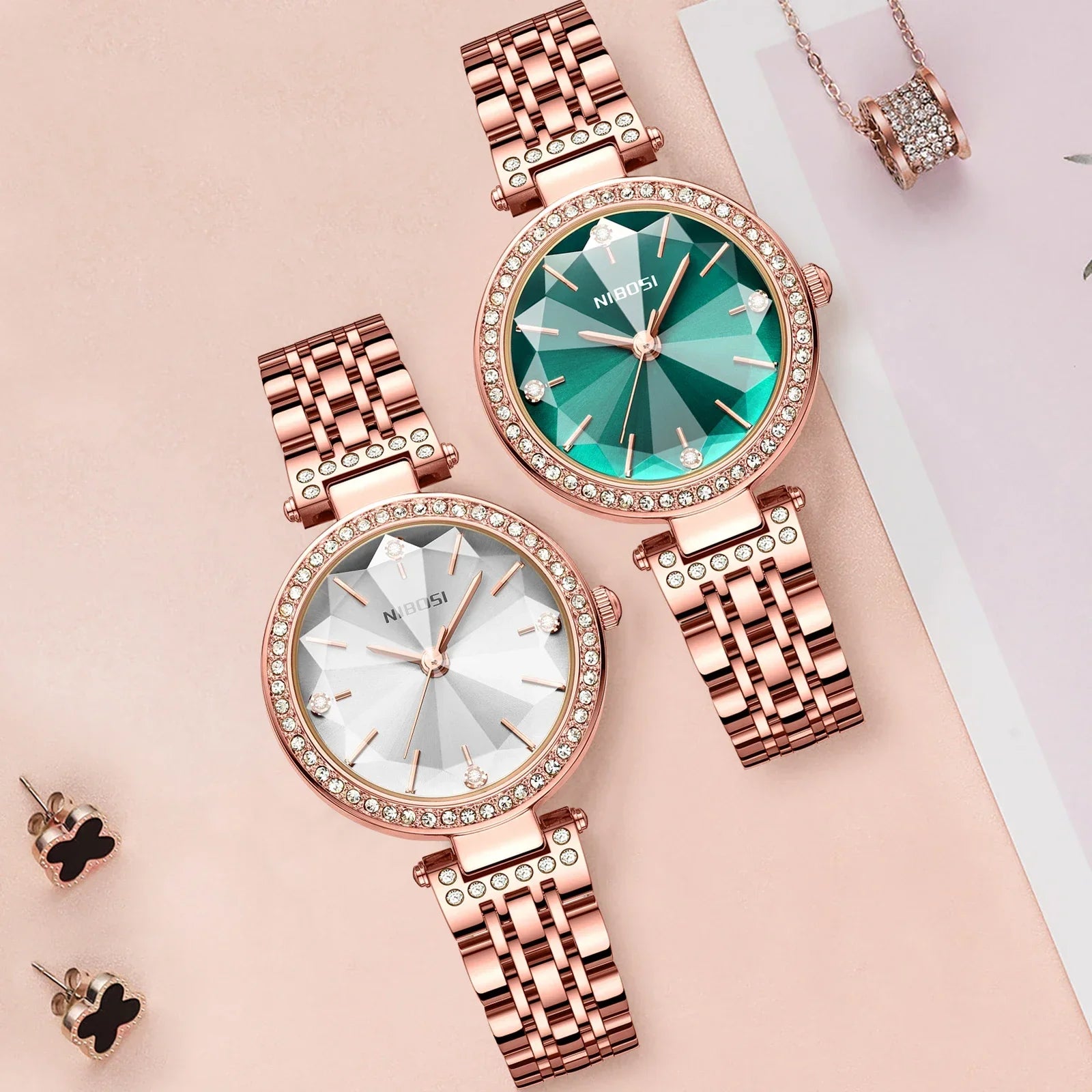 NIBOSI 2622 — Elegant Zircon Women's Quartz Watch
