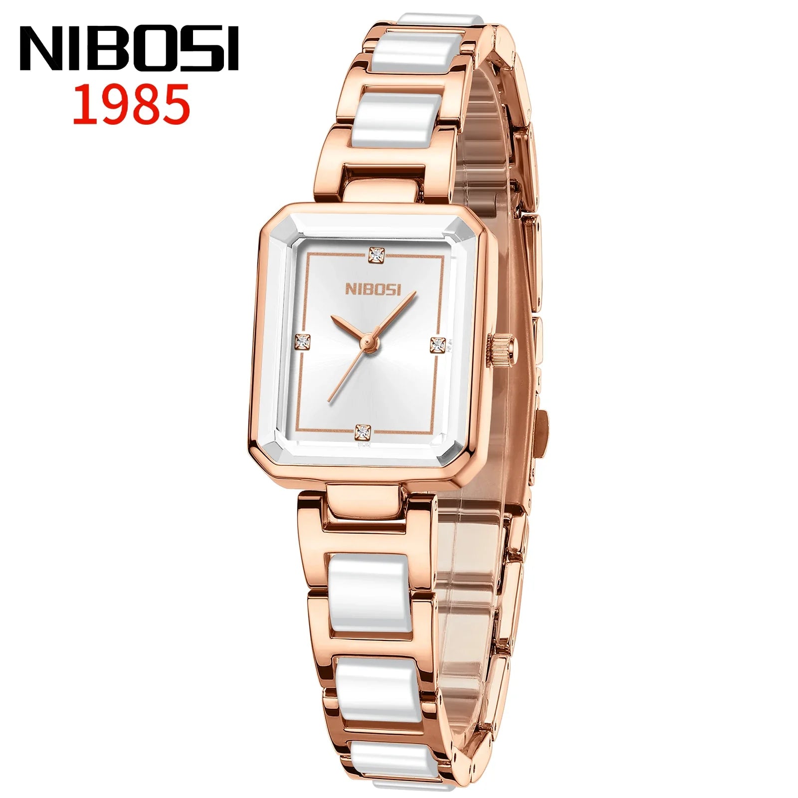 NIBOSI 2668 — Simple Ceramic Square Watch