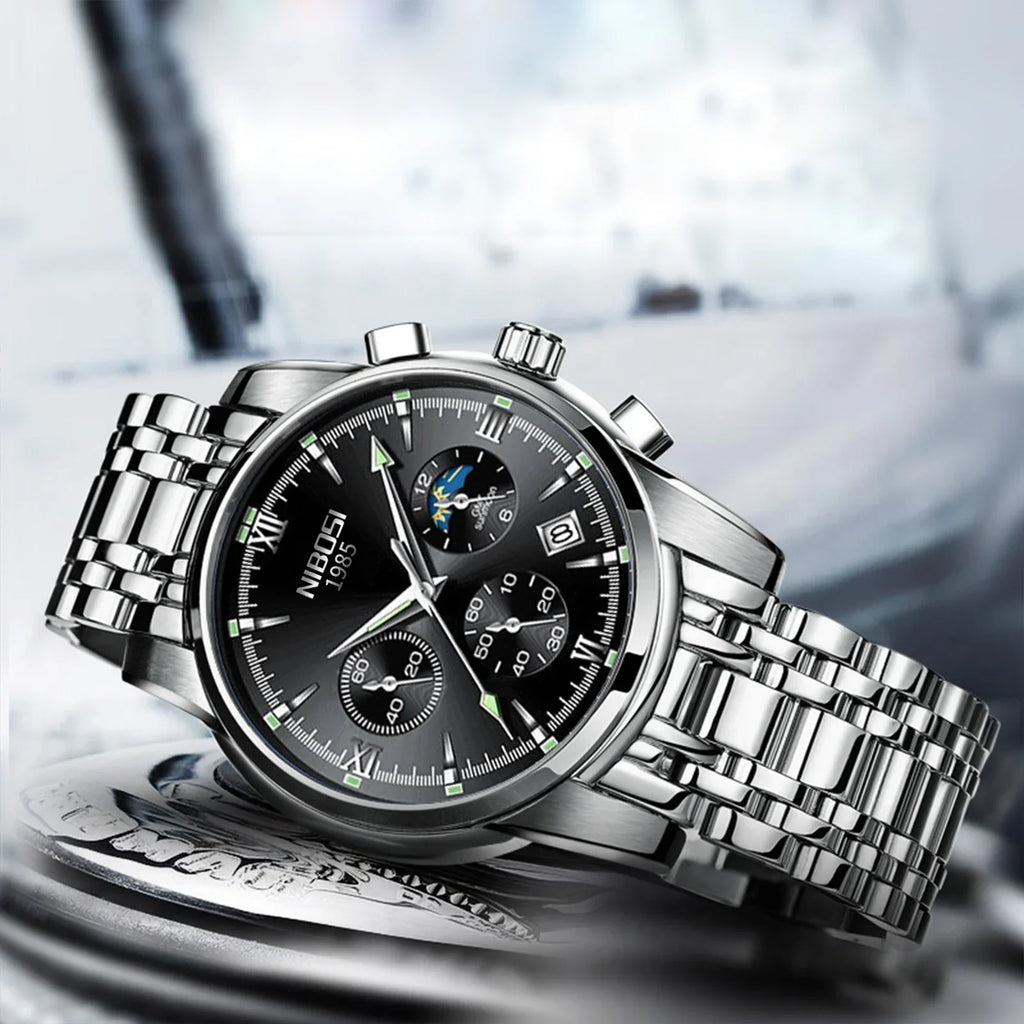 NIBOSI 2516 — Titan Edge Calendar Watch