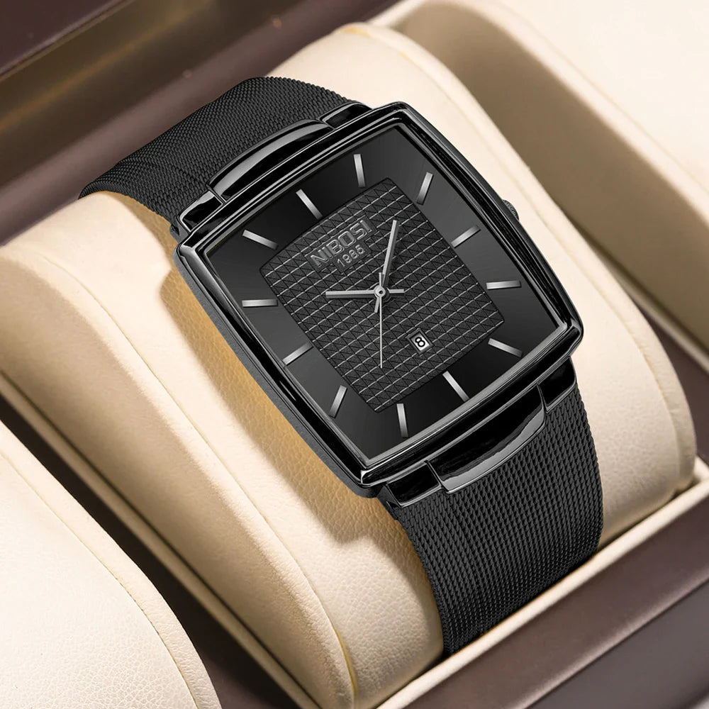 NIBOSI 2613 — Modern Square Mesh Watch