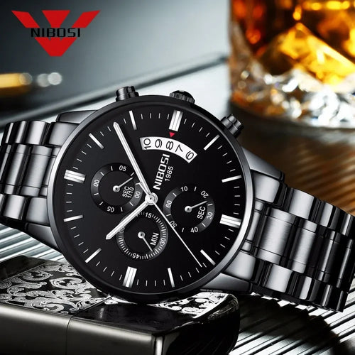 NIBOSI 2309 — Luxury Quartz Chronograph Waterproof Watch
