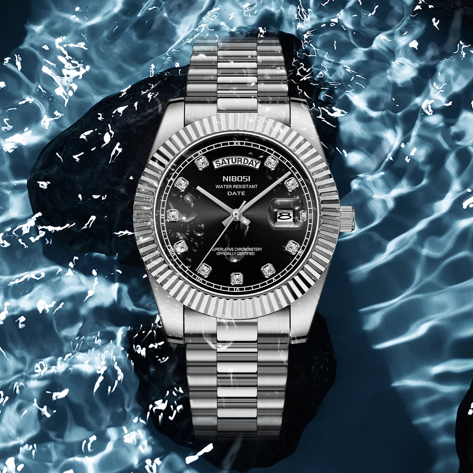 NIBOSI 2627 — Diamond Scale Quartz Watch