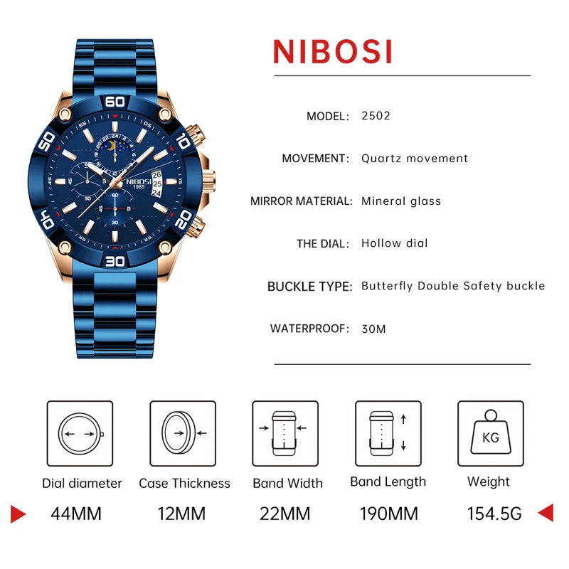NIBOSI 2502 — Titan Sport Chronograph