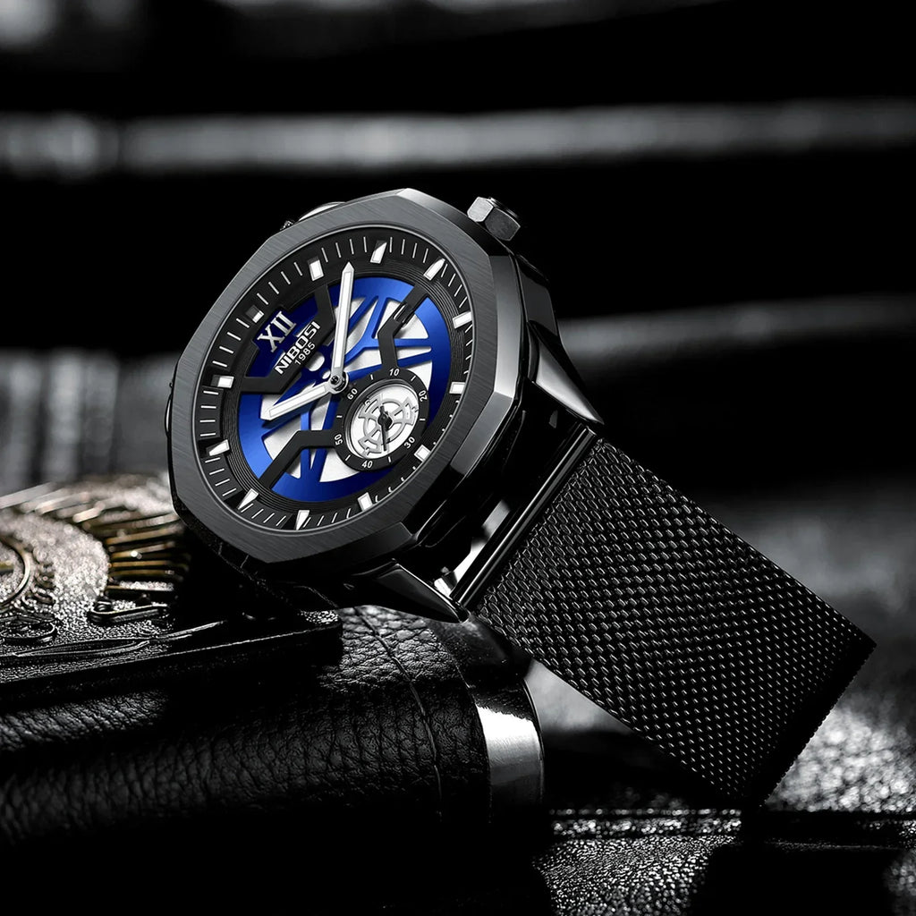 NIBOSI 2518 — Steel Mesh Sport 43MM Watch