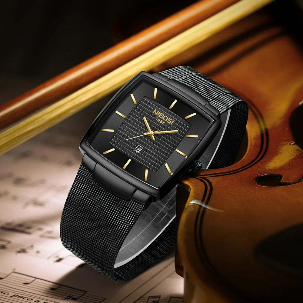 NIBOSI 2613 — Modern Square Mesh Watch