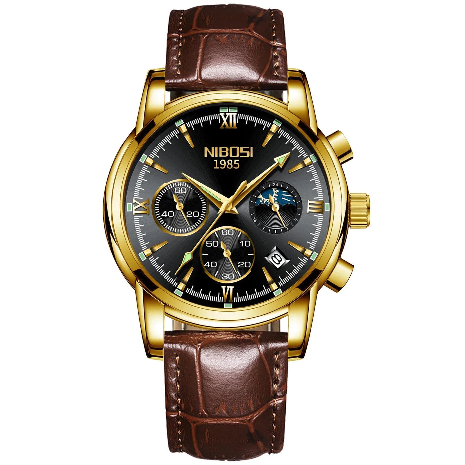 NIBOSI 2516 — Titan Edge Calendar Watch