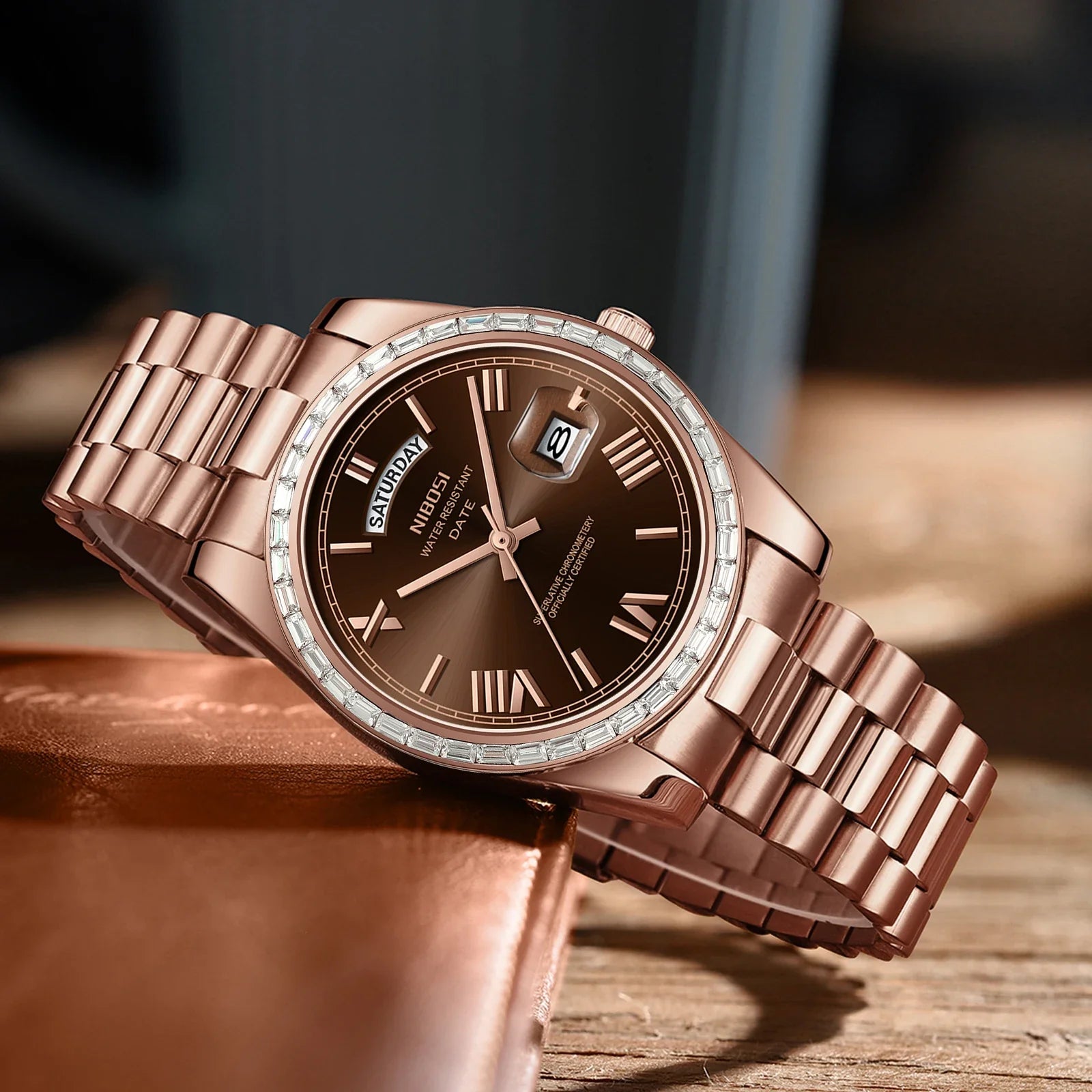 NIBOSI 2708 Presidential Day-Date Watch
