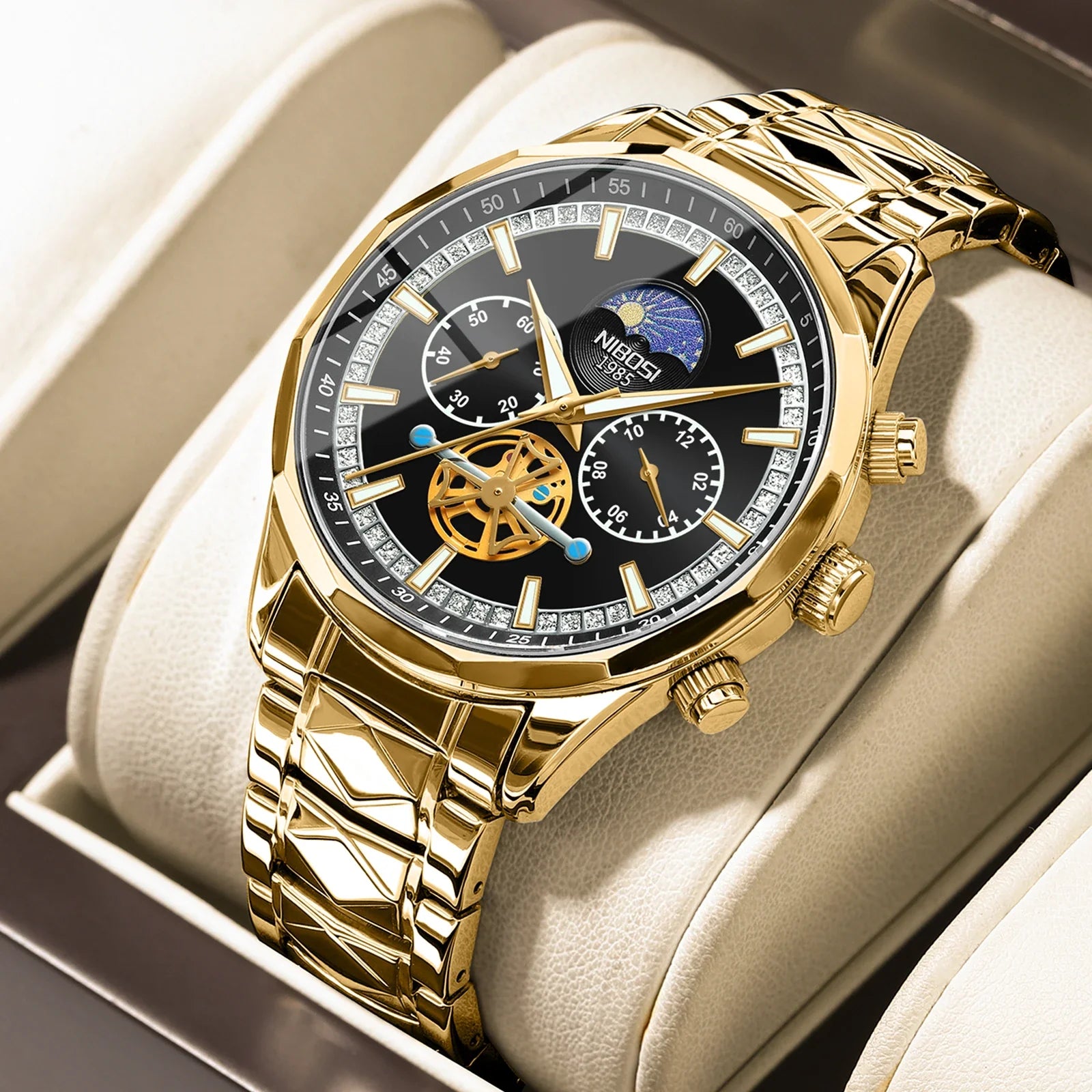 NIBOSI 2656 — Monarch Moonphase Quartz Watch