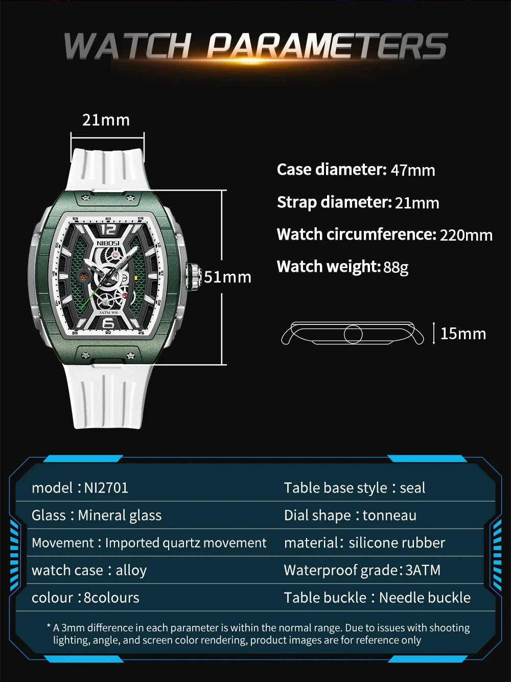 NIBOSI 2701 — Mach Curve Sport Watch
