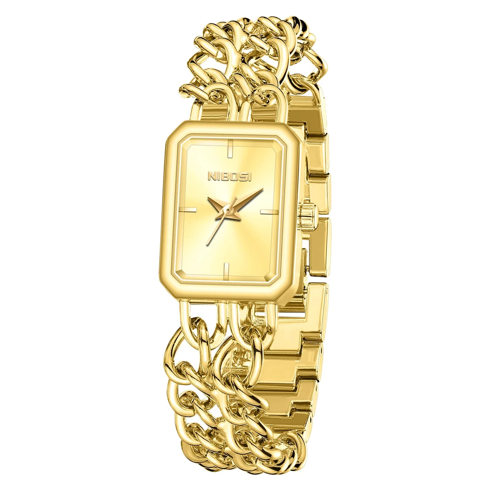 NIBOSI 2666 — Golden Chain Square Watch