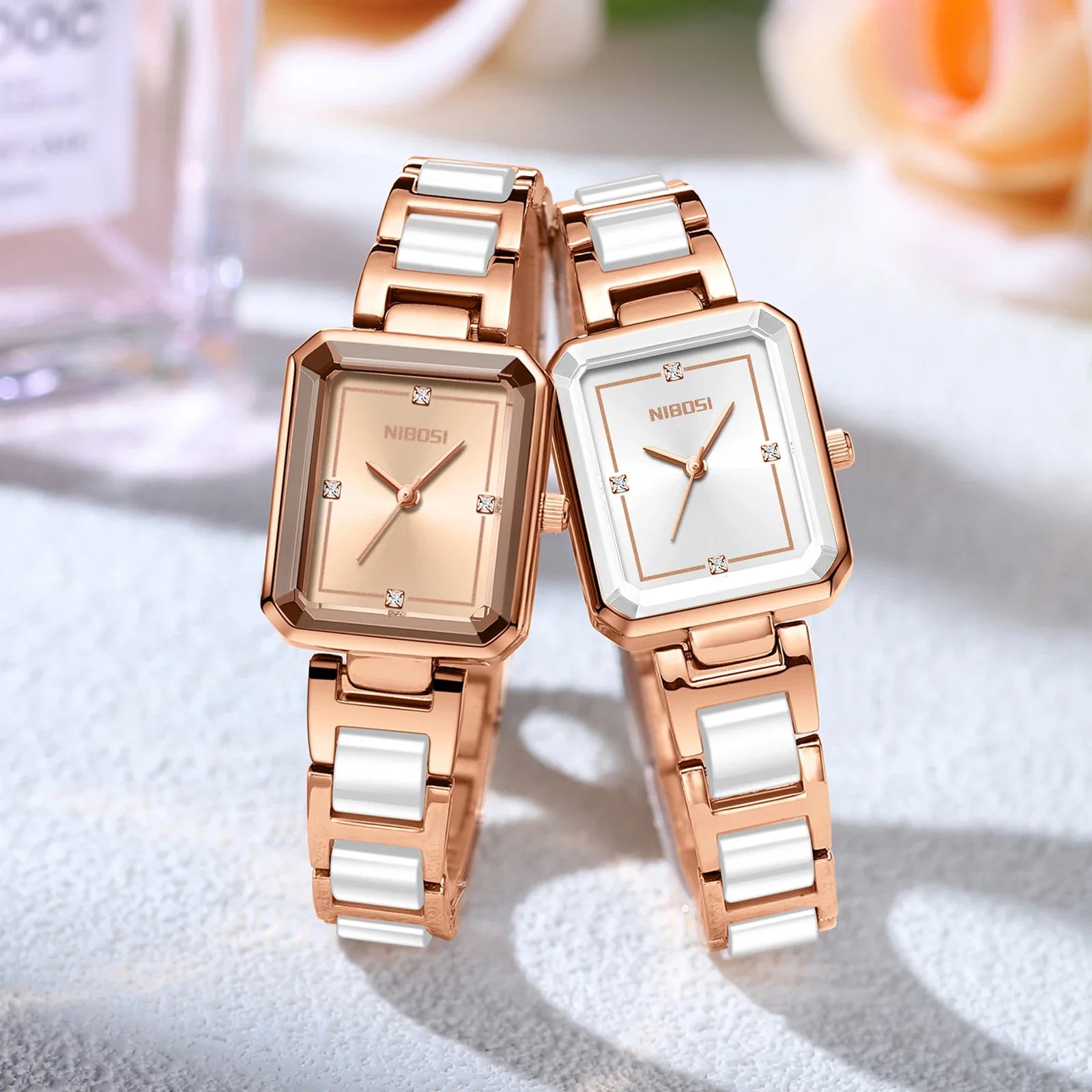 NIBOSI 2668 — Simple Ceramic Square Watch