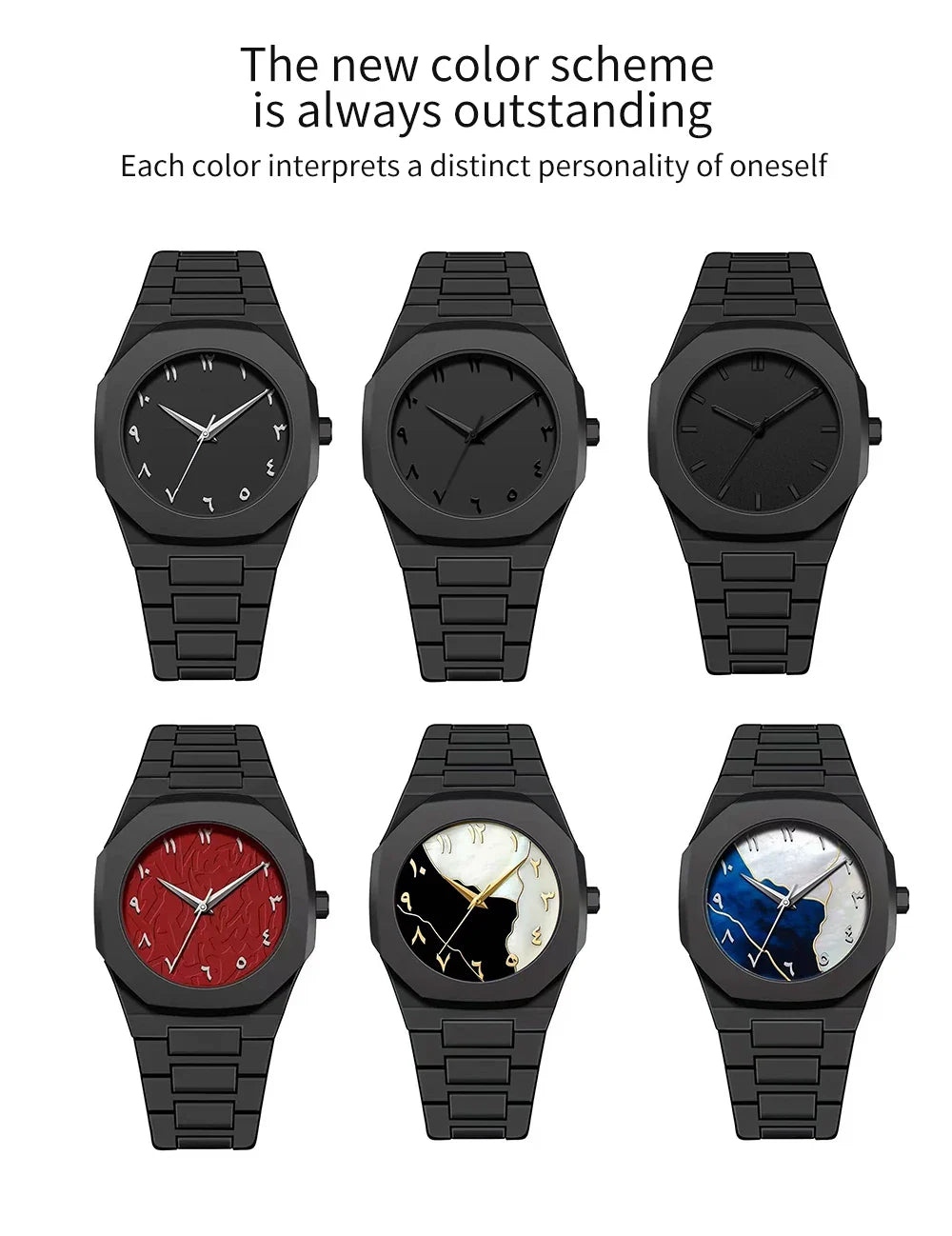 NIBOSI 2707 — Abstract Dial Black Watch