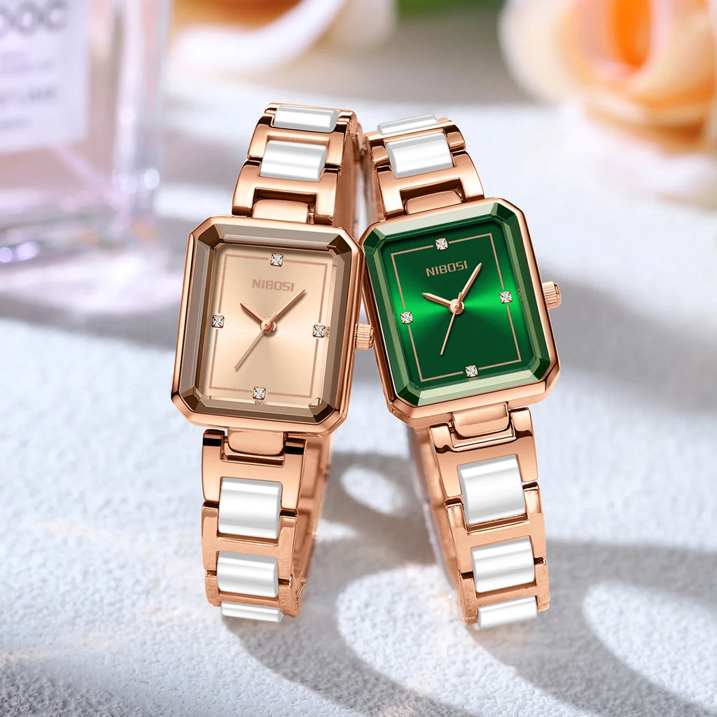 NIBOSI 2668 — Simple Ceramic Square Watch
