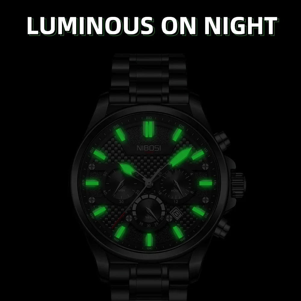 NIBOSI 2512 — Men's Stainless Steel Chronograph Watch