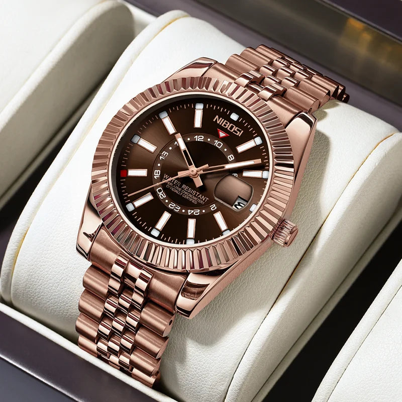 NIBOSI 2638 — Classic Fluted Men's Watch