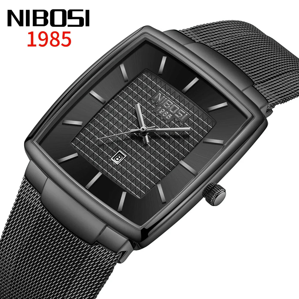 NIBOSI 2613 — Modern Square Mesh Watch