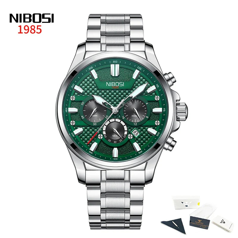 NIBOSI 2512 — Men's Stainless Steel Chronograph Watch