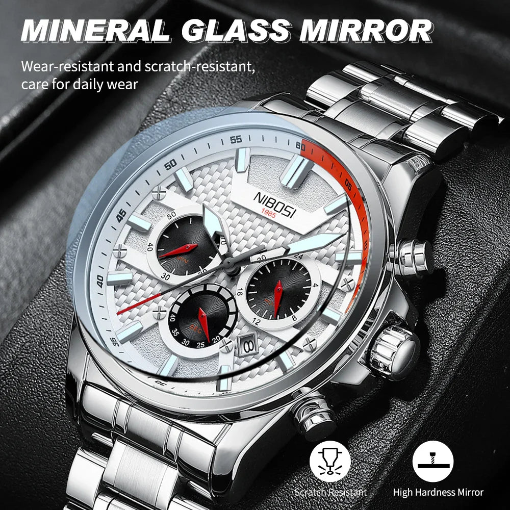 NIBOSI 2512 — Men's Stainless Steel Chronograph Watch